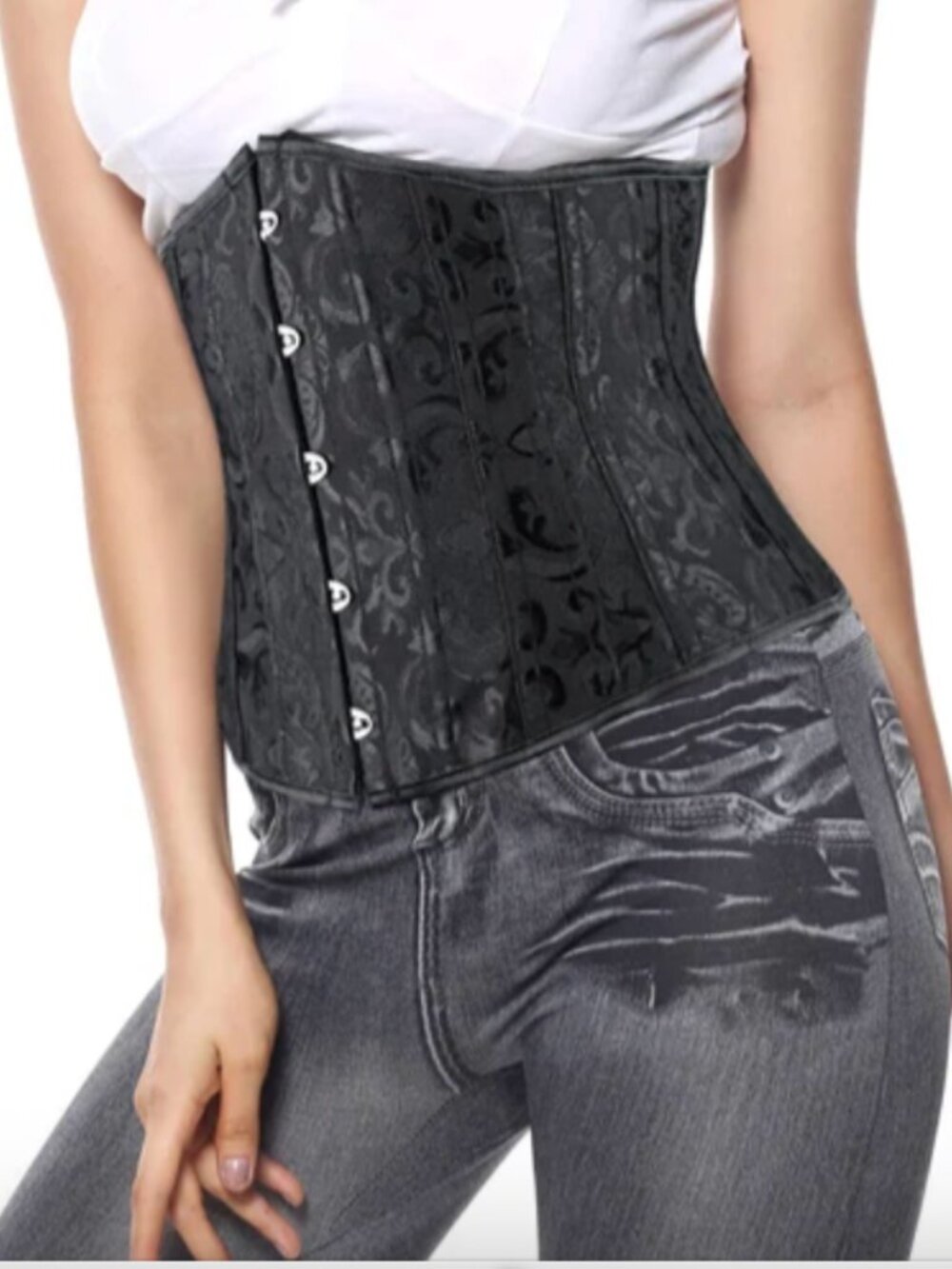 Double Heavy Spiral Steel Boned Underbust Waist Cincher Corset NWT